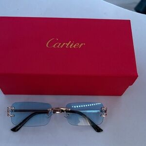 Cartier Women's Black and Blue Rimless Glasses